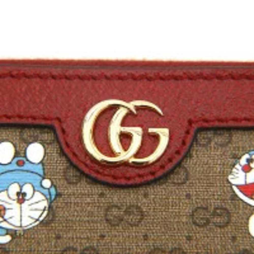 Gucci Doraemon GG Supreme Zippy Long Wallet Brown Red - Picture 8 of 9